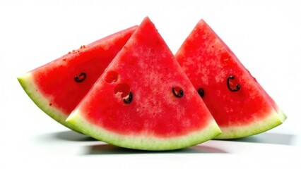 red watermelon slices isolated on white background