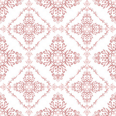 Classic Damask seamless pattern, Vintage design, element old style, Rose gold floral ornament, Luxury Ornamental lace tracery, Traditional background, Vector Illustration for Elegant Textile Design