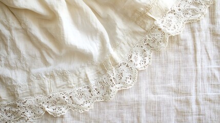 Obraz premium Cream Lace Fabric Texture Background. (1)