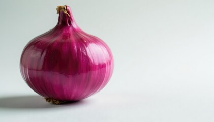 Fototapeta premium Perfectly centered red onion, sharp focus, minimalist aesthetic, raw, close-up, design