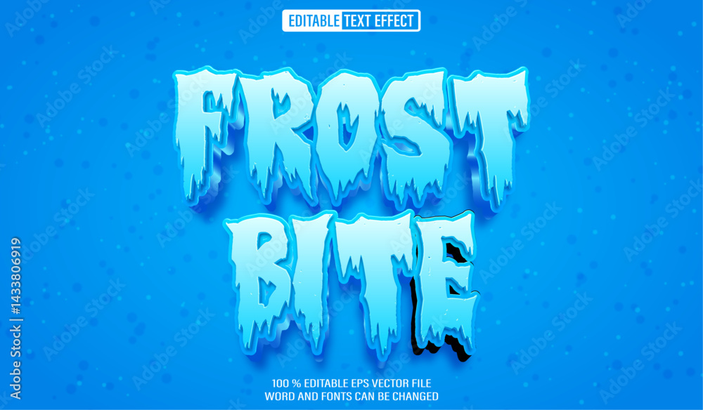 Poster editable 3d text style effect - frost bite text effect template