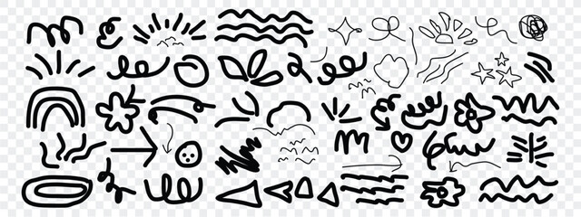 Kids Doodle Scribble Set. Fun Hand Drawn Elements Vector illustration. Eps 10