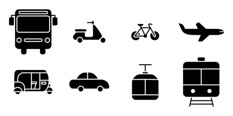 Vector illustration of Vehicle icon set isolated on transparent background