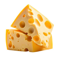 Cheese day concept. Cheese blocks with holes on a black background. isolated on white background