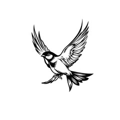Obraz premium A Black And White Illustration Of A Bird In Flight
