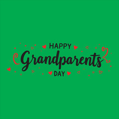 Grandparents Day Handwritten Typography Design,Grandparents Day Vector Greeting Card,Grandparents Day Lettering with Heart Icons,Cute Grandparents Day Calligraphy Design,Elegant Script for Grandparent