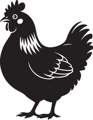Black Silhouetted Hen Farm Animal Vector Illustration