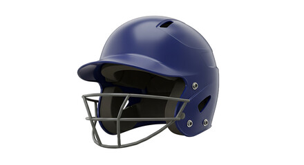 Fototapeta premium A detailed close up of a blue baseball helmet with a grey face mask on a black background space around it