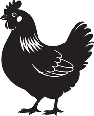 Black Silhouetted Hen Farm Animal Illustration