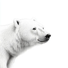 detailed sketch of polar bear, showcasing its majestic features and fur texture, evokes sense of wonder and admiration for wildlife