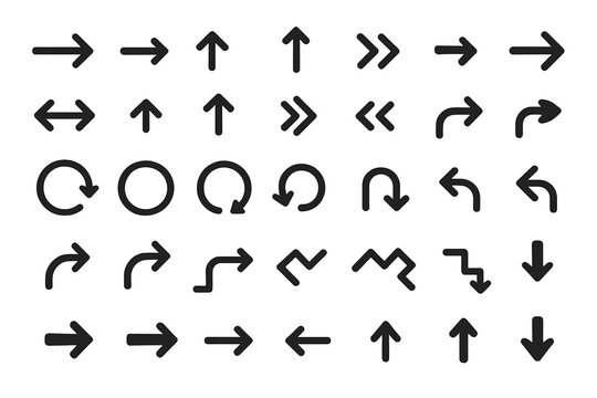 Icon set featuring various arrows and directional symbols for design and navigation purposes