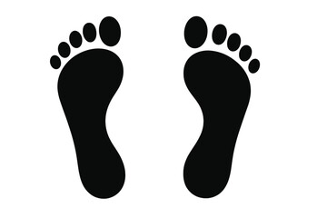 Black silhouette icon set of human footprints suitable for various design projects and creative applications