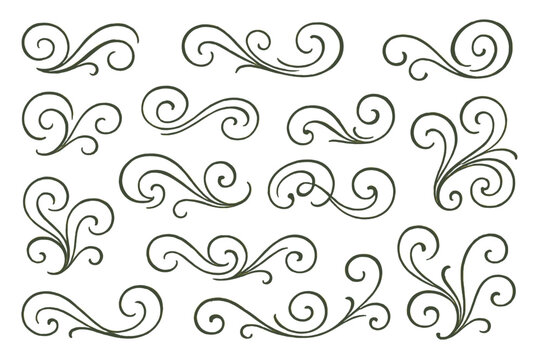 Ornate icon set featuring decorative swirl designs for creative projects and graphic design