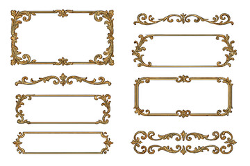 Elegant vintage icon set featuring ornate gold frame designs for decoration and branding purposes