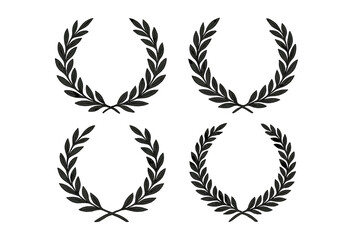 Icon set of elegant laurel wreaths suitable for awards and design projects