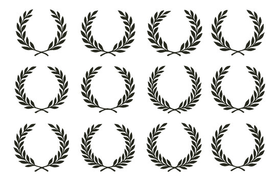 Icon set featuring various laurel wreath designs for awards and achievements