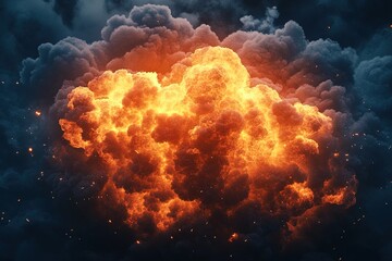Fiery Explosion in Dark Cloudscape