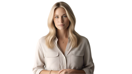 Confident White Woman Business On White 