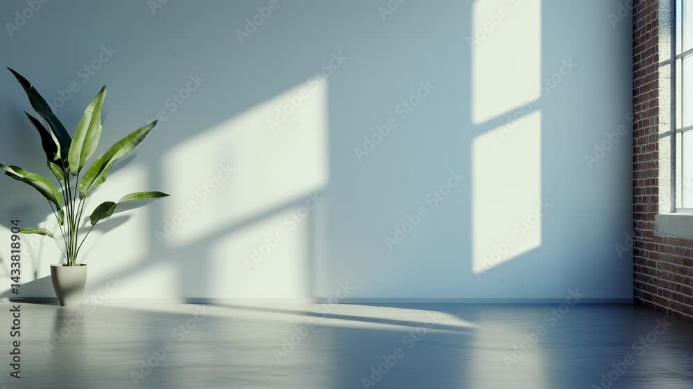 Fototapete eight variations of an empty room with a potted plant, showcasing different lighting conditions and 