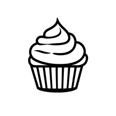 A Simple Line Drawing Of A Cupcake