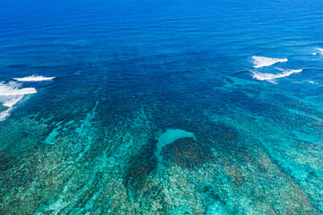 Caribbean blue sea. Aerial view. Beautiful travel destination. Dominican Republic seascape