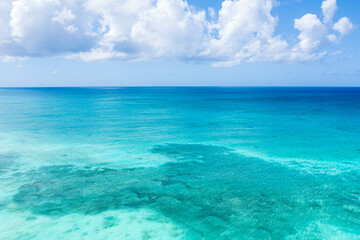 Caribbean blue sea. Aerial view. Beautiful travel destination. Dominican Republic seascape