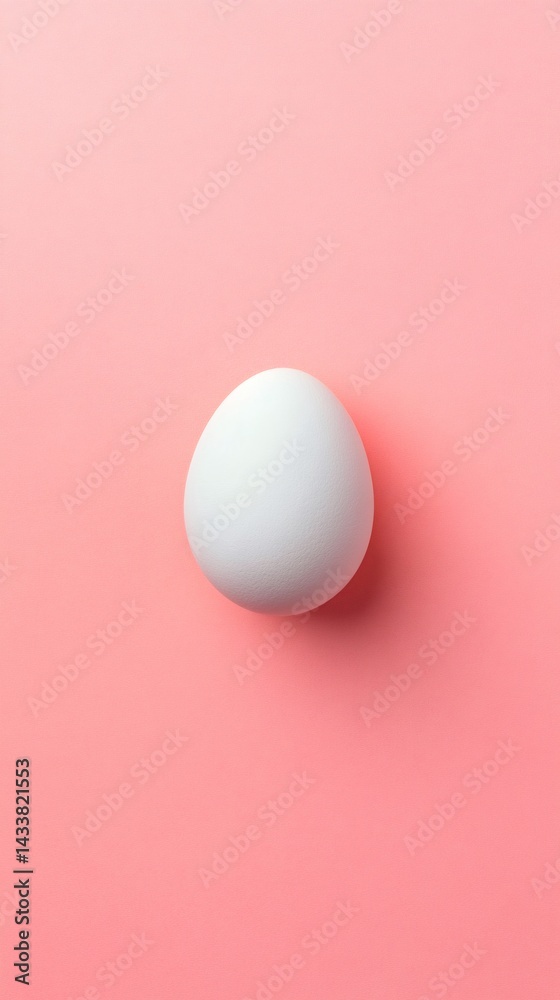Poster White egg is placed on a pink backdrop, creating a simple yet visually appealing composition, ideal for food related projects or minimalist designs, evoking feelings of freshness and simplicity