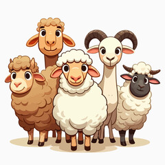 A collection of stylized, friendly farm animals.