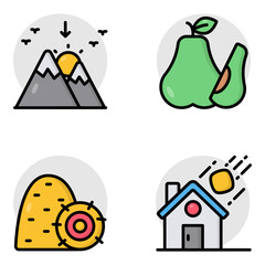 Set of Nature and Ecology Flat Icons 