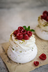 Enjoy delightful Raspberry Meringue Desserts topped with creamy Whipped Cream