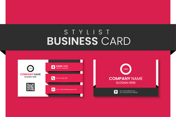 Creative stylist double-sided business card design template, stylist visiting card.  Horizontal layout. Vector illustration. Business Card Layout.
