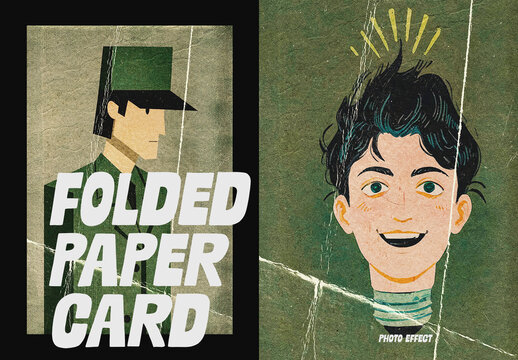 Old Folded Paper Card Photo Effect