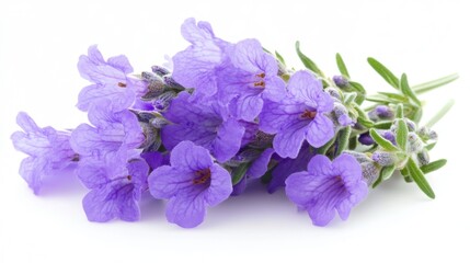 Naklejka premium Purple Lavender Bouquet with Water Droplets on White Background