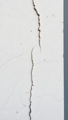 Fototapeta premium white concrete ement wall with crack, sticker style. White tone