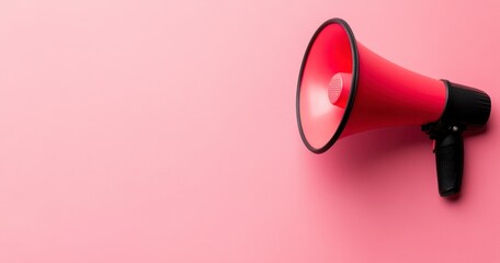 Red Megaphone on Pink Background Announcement Concept