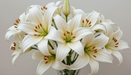 Obraz premium Elegant White Lilies in a Vase for Home or Office Decoration
