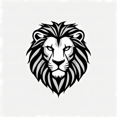 Obraz premium A detailed black and white drawing of a lion's head with a large, intricate mane, looking slightly to the left with a regal gaze.