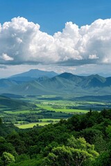 Obraz premium mountains and valleys with a few clouds in the sky