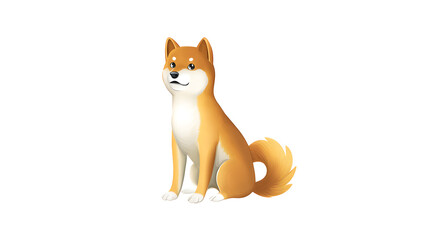 Fototapeta premium Cute Shiba Inu Sitting – Transparent Dog Cutout