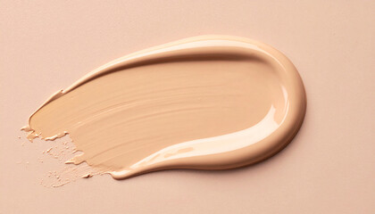 Fototapeta premium Smooth beige foundation smudge. Perfect makeup smear for beauty and cosmetics concepts.