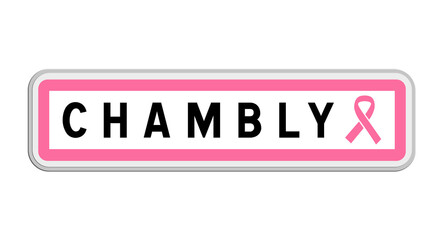 Panneau de sortie de Chambly, Oise, Hauts-de-France avec Ruban Octobre Rose