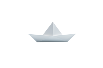 White paper boat on transparent background isolated on transparent background