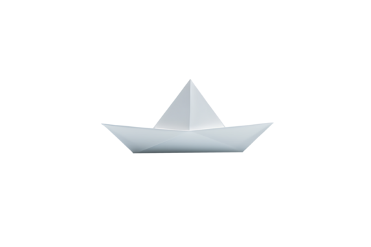 White paper boat on transparent background isolated on transparent background
