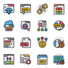 Set of Search Engine Optimization Flat Icons