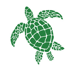 Swimming turtle, modern monochrome stencil for cutting, white background. World turtle day
