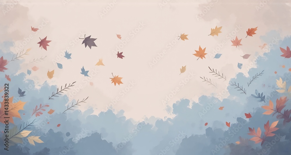Poster image shows leaves blowing in a peaceful scene, light shining through trees. the image has an autumn