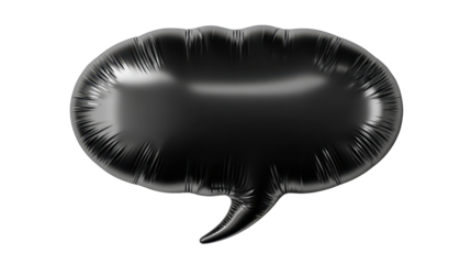 Black inflatable speech bubble hovering against transparent background,  PNG