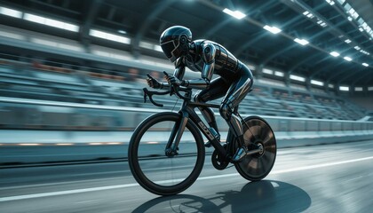 AI cyborg Cyclist Racing on Track