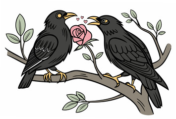 two birds on a branch