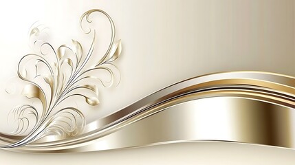 Elegant Gold Floral Wave Design.